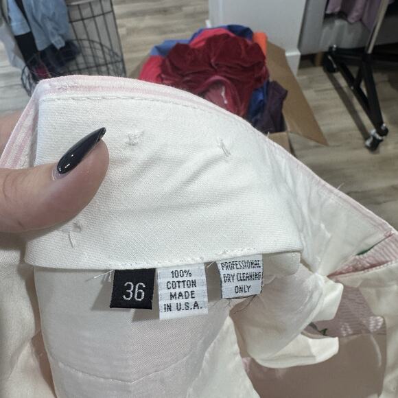 Men’s Castaway Nantucket Seersucker Whale Embroidered Pants Golf 36 Pink Stripe - Picture 5 of 5